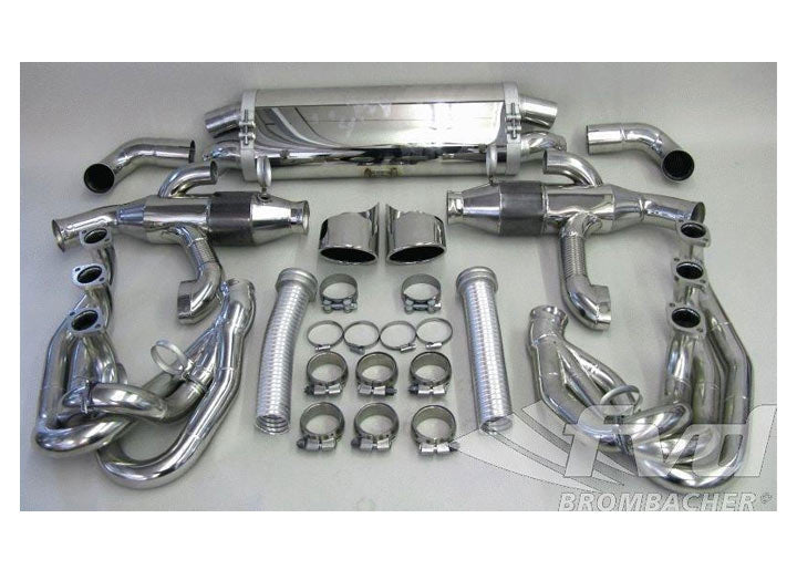 Exhaust System Brombacher 964  (Sound Version), Stainless Steel, 100 Cell Cats, 2x90mm Oval Tips