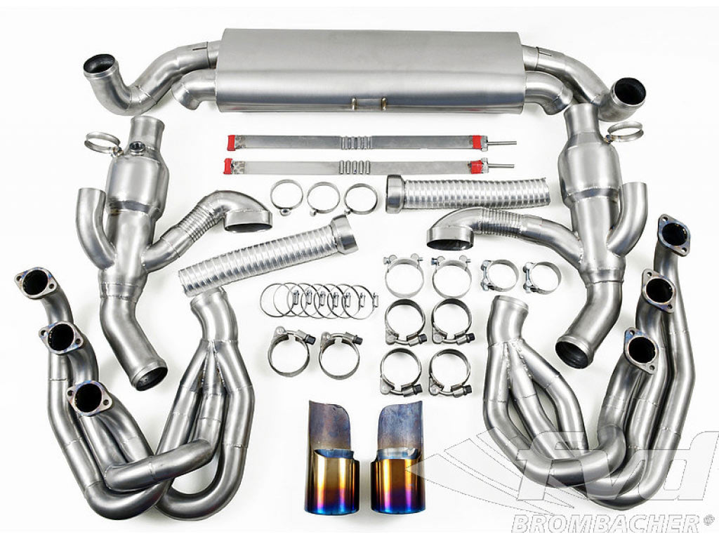 Titanium Exhaust System Brombacher 964 (Sound Version), 100 Cell Cats, 2x90mm Oval Tips