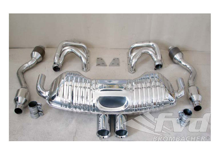 Exhaust System Brombacher 987/S Boxster, Stainless Steel, 200 Cell Cats , Tips 2x90mm, TUV
