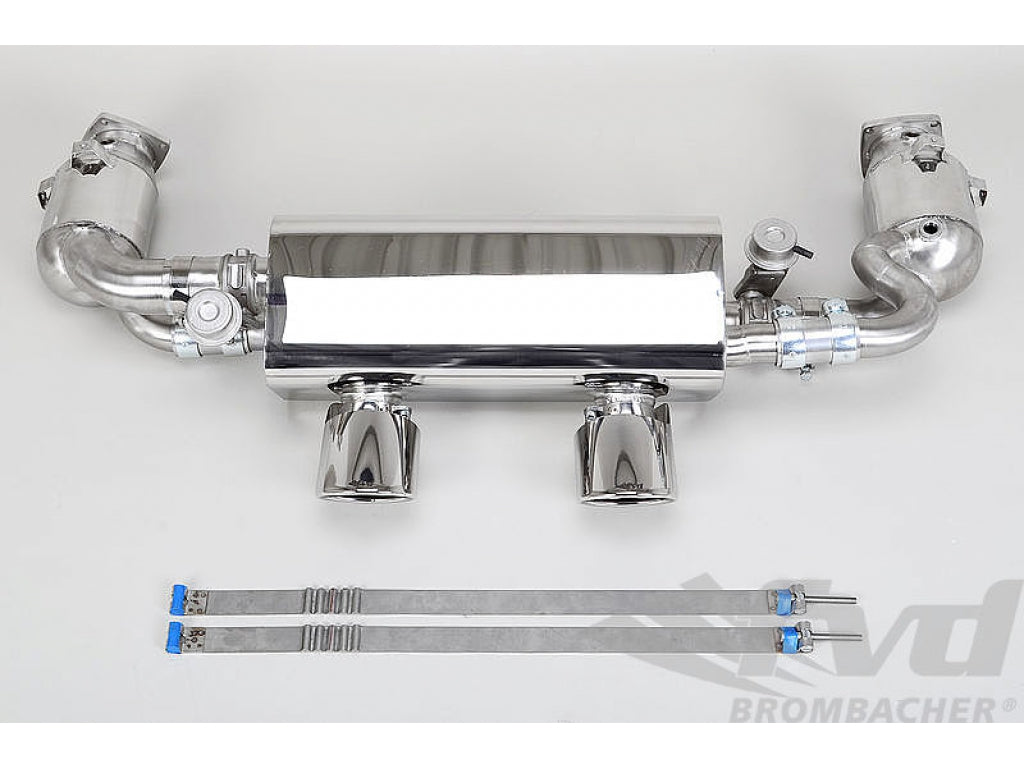 Valved Exhaust System 991.2 - Brombacher Edition - 200 Cell Cats - Oval 4.3 (110 mm) Tips - For PSE