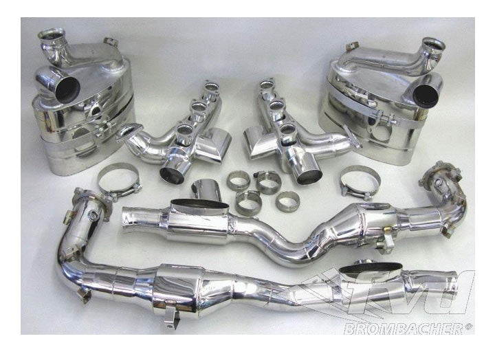 Exhaust System 993TT Brombacher (Sound Version), Stainless Steel, 200 Cell Cats,