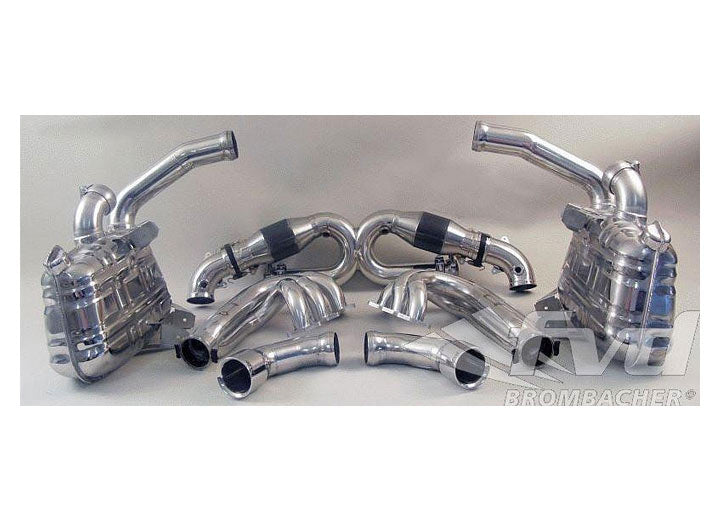 Exhaust System 996 GT3 MK2 Brombacher GT (Sound Version), Stainless, 200 Cell Cats, Dual 2x90 mm T