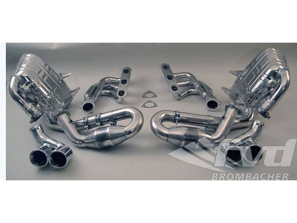 Valved Exhaust System, 997.1 Brombacher with 100 Cell Cats, Quad 3.5 (90mm) Tips