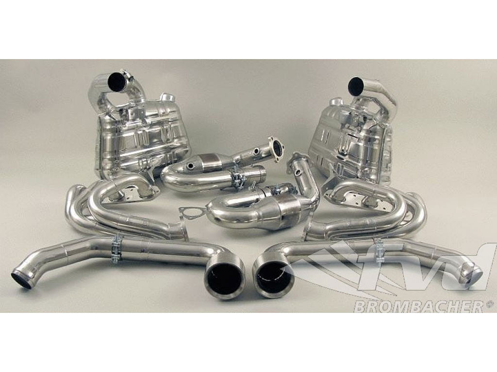 Exhaust System, 997.1 Brombacher with 200 Cell Cats, Center Outlet 4 (100mm) Tips