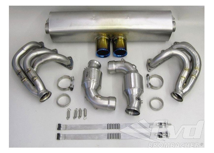 Exhaust System, Race 997 GT3 Brombacher (Sound Version), Titanium, 200 Cell Cats, Dual 2x90 mm Tip