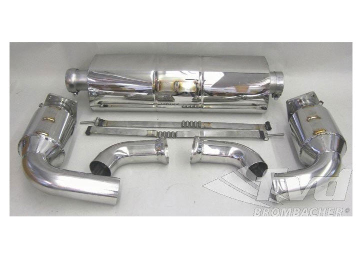 Sport Muffler 997.2 TT Brombacher  (TUV Version), Stainless Steel, 200 Cell Sport Cats