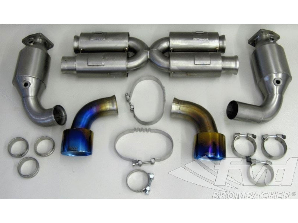 Race Muffler 997 GT2-RS Brombacher Titanium (Sound Version), 4-chambers, 200 Cell Sport Cats, 11,6