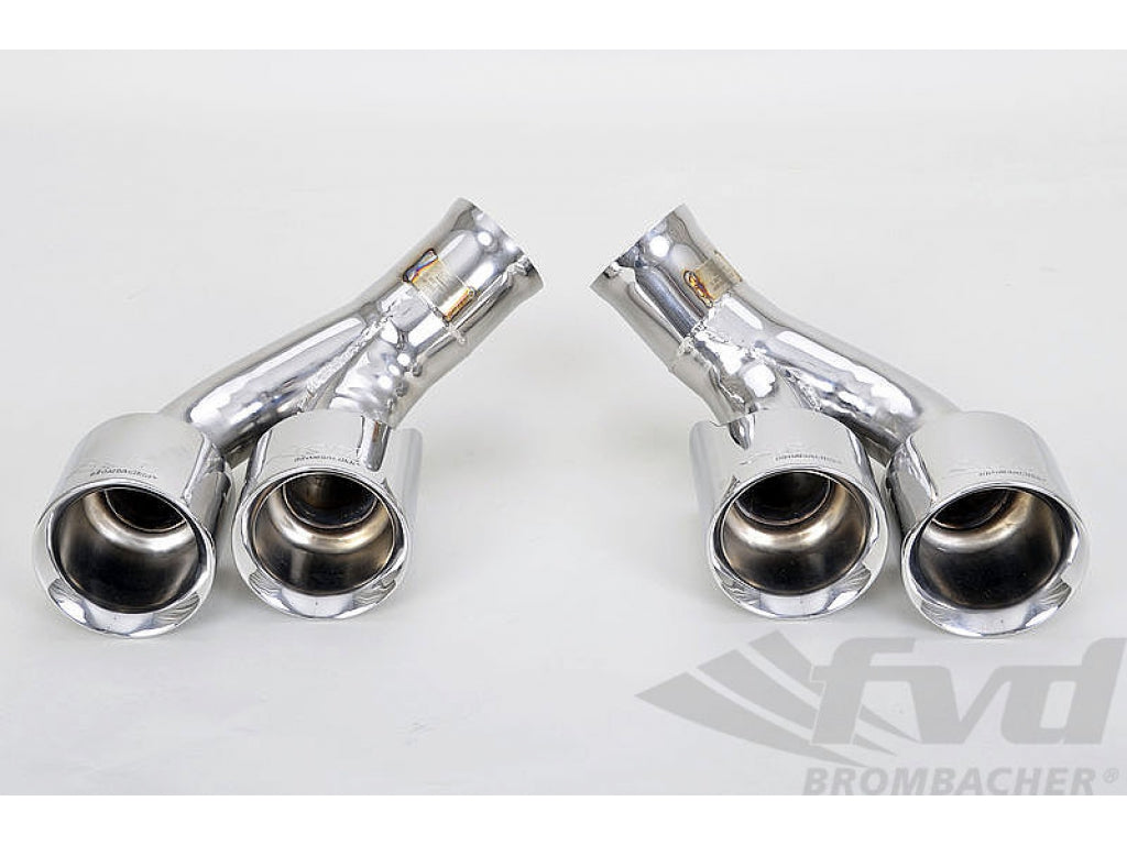 Exhaust Tips 997.2 S - Brombacher Edition - Polished Double Walled Stainless - Dual Round