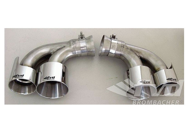 M&M Exhaust Tips 997.2 TT Brombacher (4 x 90/100mm) Stainless Steel polished