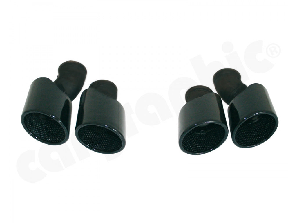 Cargraphic Tailpipe Set Double End Black Enamelled 2x100mm Round Perforated Insert