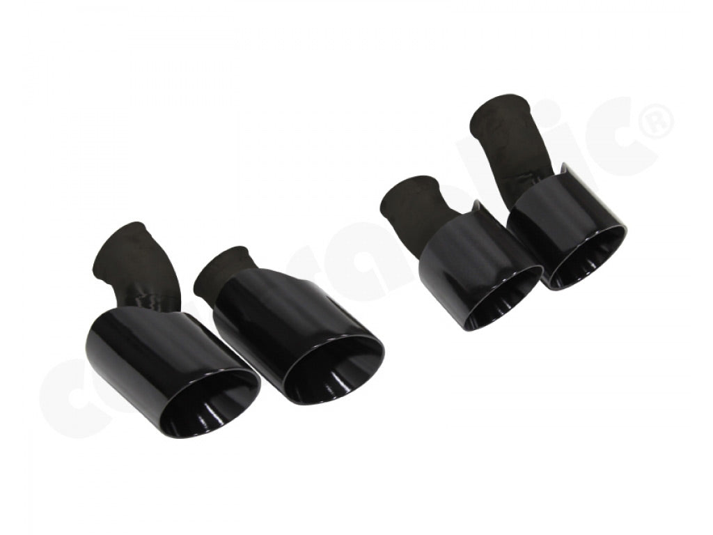 Cargraphic Tailpipe Set Double End Black Thermopaint 2x100mm Round Modena Style