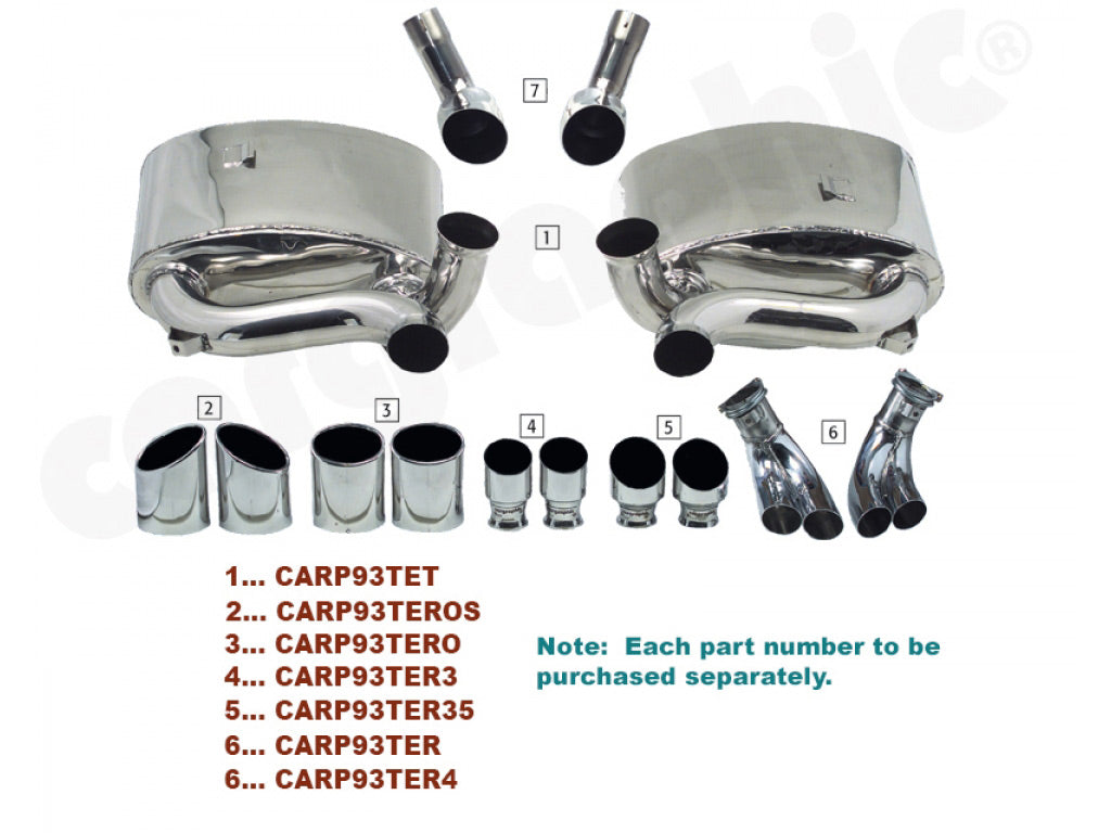 Cargraphic Tailpipe Set Polished 85x117mm Oval Rolled In