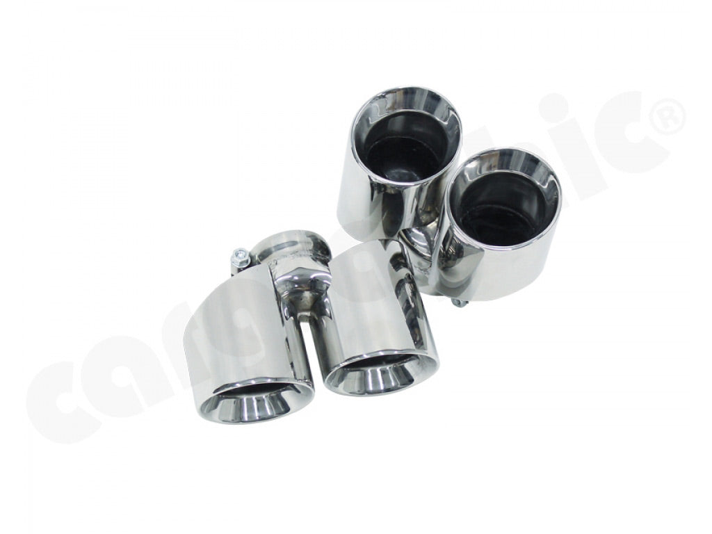 Cargraphic Tailpipe Set Double End Polished 2x89mm Modena Style Double Wall
