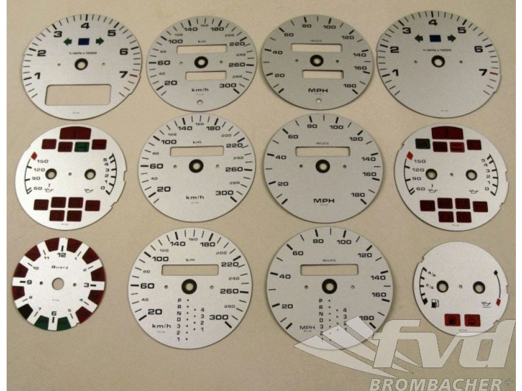 Gauge faces silver 964/993 C2/4,RS