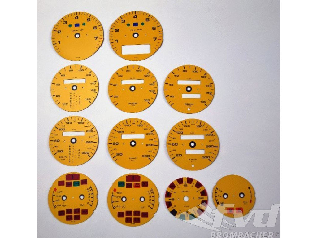 Gauge faces yellow 964/993 km/h C2/4,RS