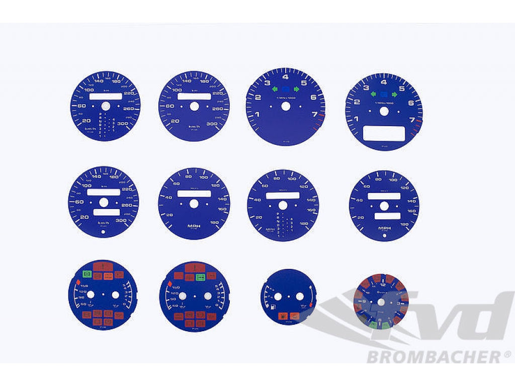 Instrument Face Kit 964 / 965 3.3L / 993 C2 / C4 / RS - Maritime Blue