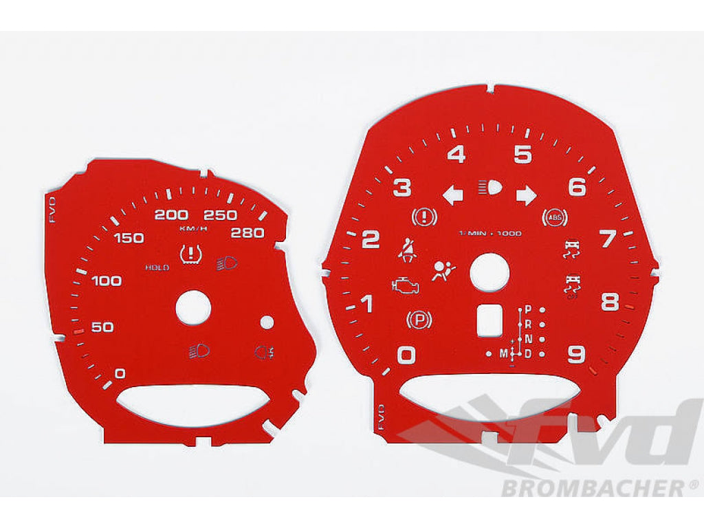 Instrument Face Set 981 - Base Model - Guards Red - PDK - KPH - 280 KPH
