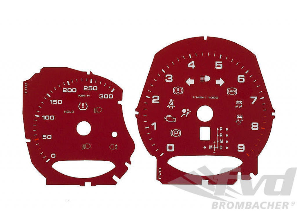 Instrument Face Set 981 - GTS Model - Carmine Red (RAL 3002) - PDK - KPH - 300 KPH - CUSTOM