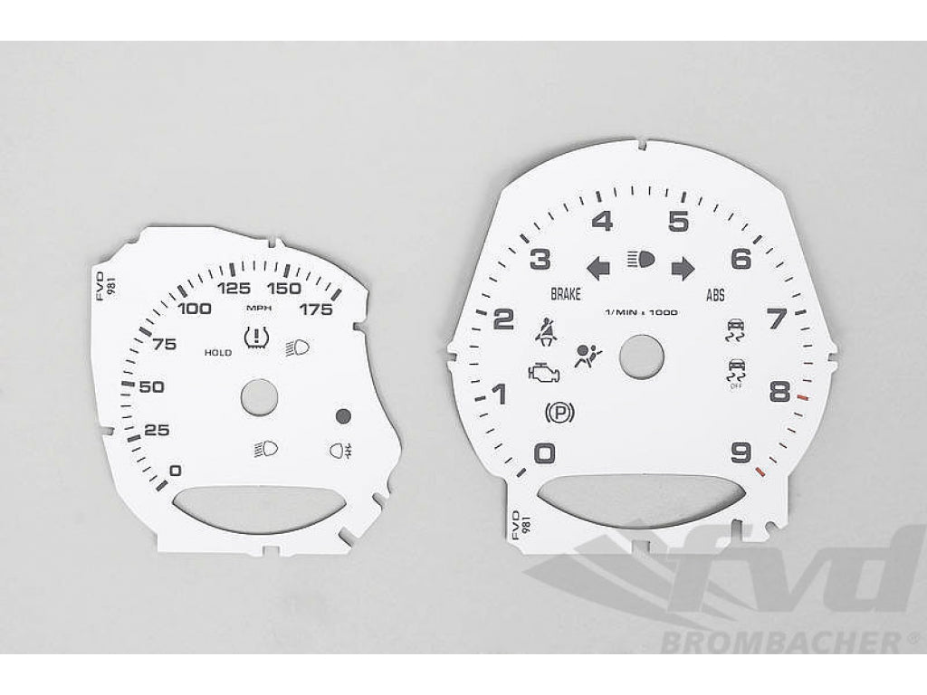 Instrument Face Set 981 - Base Model - White - Manual - MPH - 175 MPH