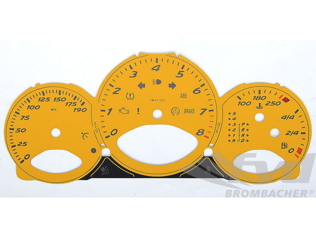 Gauge Faces Speed Yellow 987,987C - MPH - Tiptronic