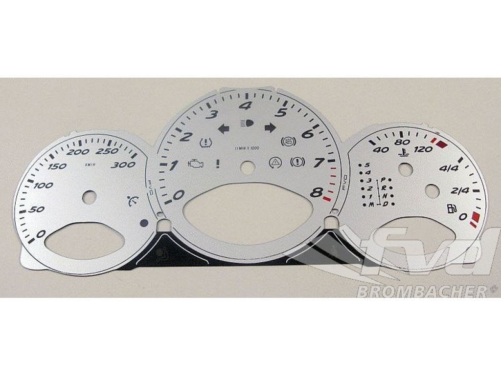 Gauge Faces Silver 987,987C - KPH - Tiptronic