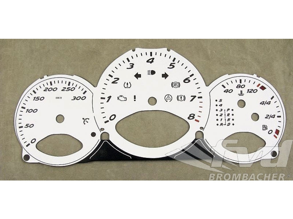 Gauge Faces White 987,987C - KPH - Tiptronic