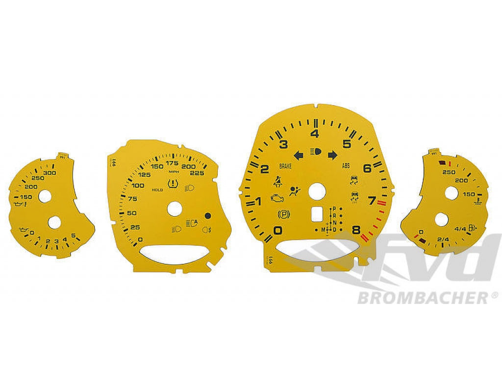 Gauge Faces racing yellow 991 Turbo S, PDK, mph, Fahrenheit