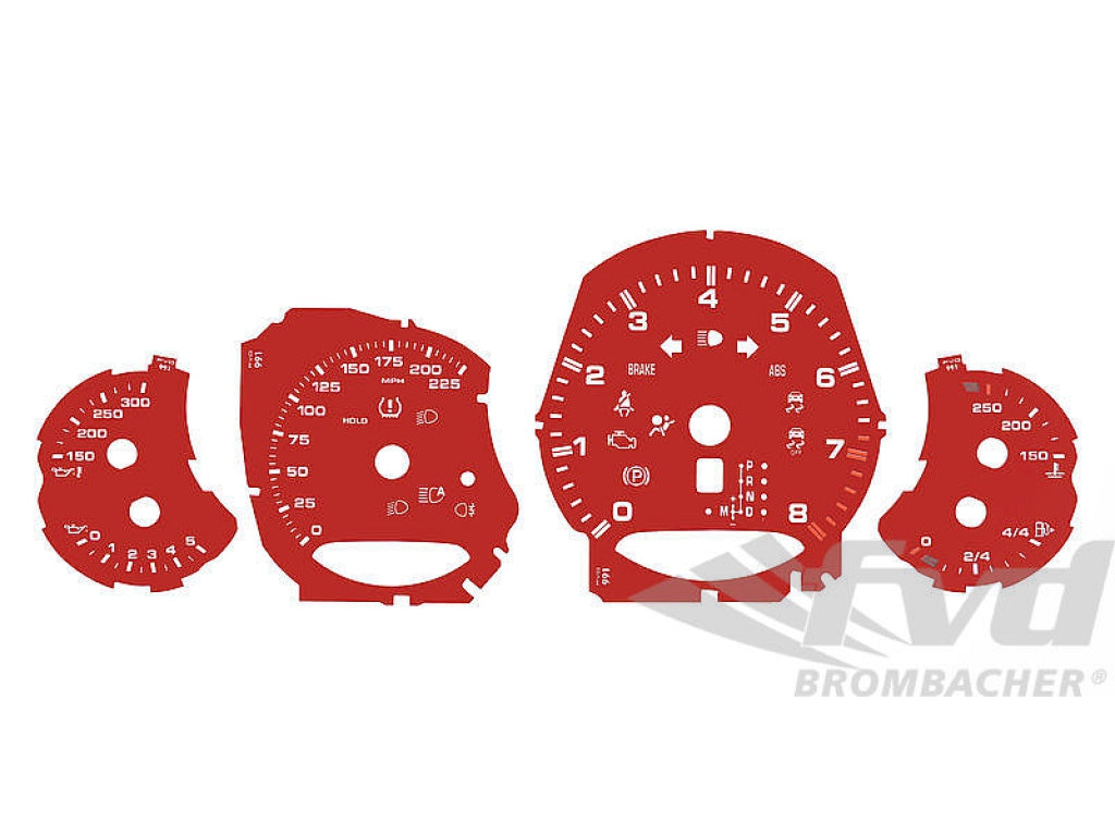 Gauge Faces guards red 991 Turbo, PDK, mph, Fahrenheit