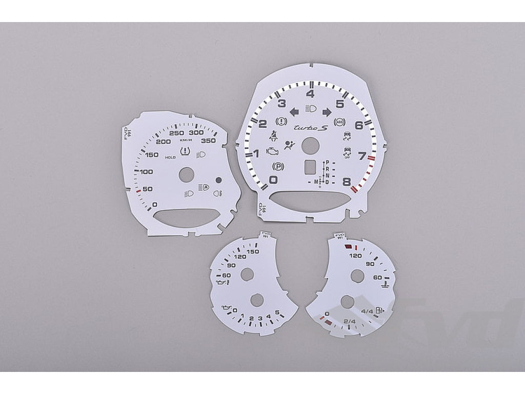 Instrument Face Set 991.2 Turbo S - White - PDK - KPH - Celsius