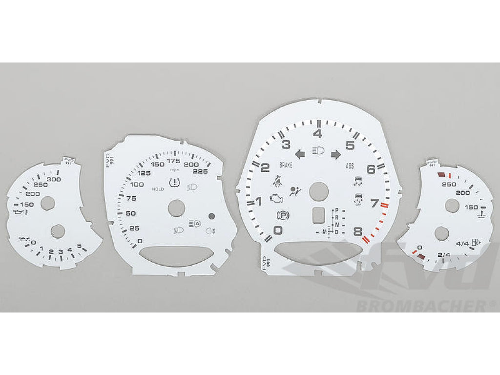 Instrument Face Set 991.2 Turbo S - White - PDK - MPH - Fahrenheit