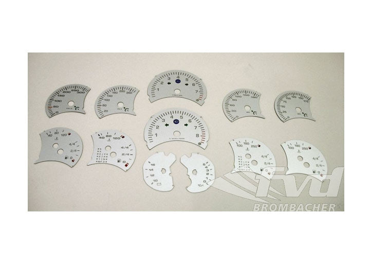 Silver gauge Faces Kit 986 / 996.1 / 996.1 GT3 - 1997-2001