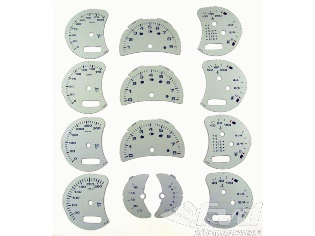 Gauge Faces silver 986/996/GT3 02-, 996Turbo/GT2 with Onboard Computer