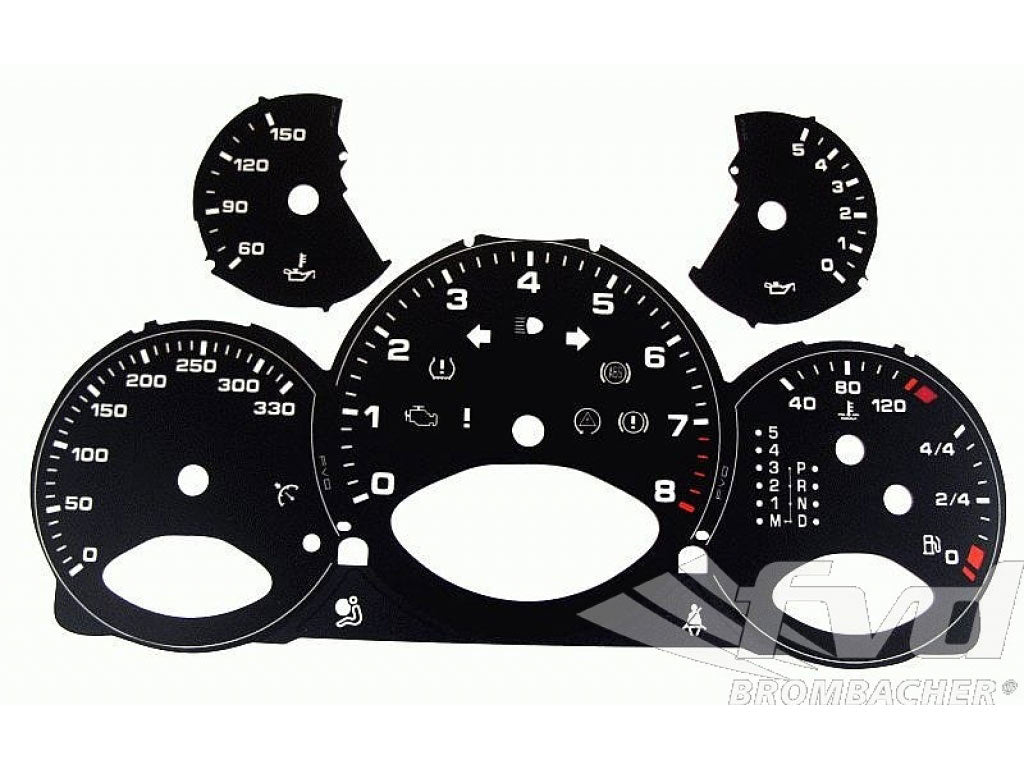 Gauge Faces black 997 Km/h, Tiptronic