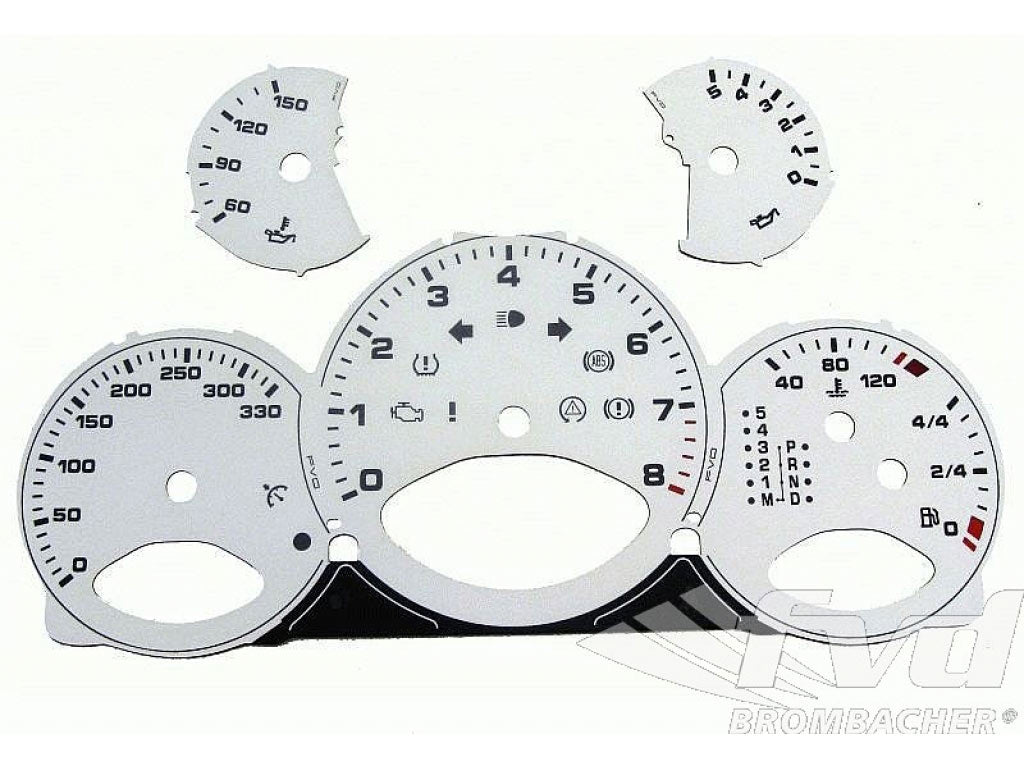Gauge Faces white 997 Km/h, Tiptronic