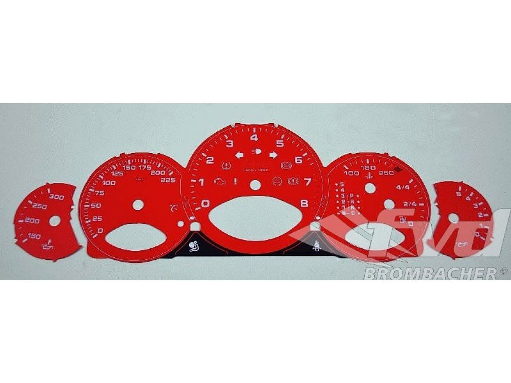Gauge Faces guards red 997 Turbo MPH, Tiptronic, Fahrenheit