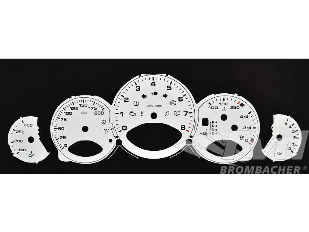 Gauge Faces white 997-2 PDK MPH/200