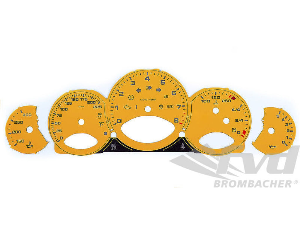 Gauge Faces speed yellow 997.2 Turbo, Manual, MPH, Fahrenheit