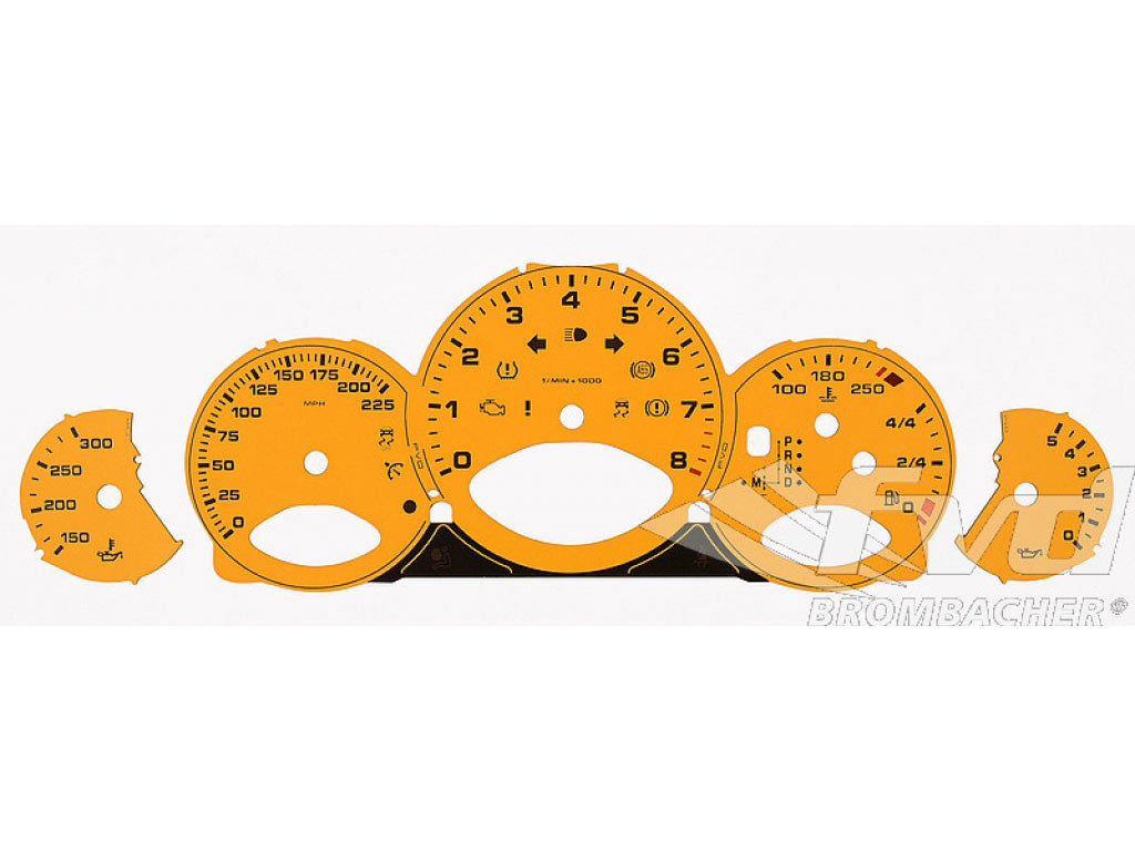 Gauge Faces speed yellow 997.2 Turbo, PDK, MPH, Fahrenheit
