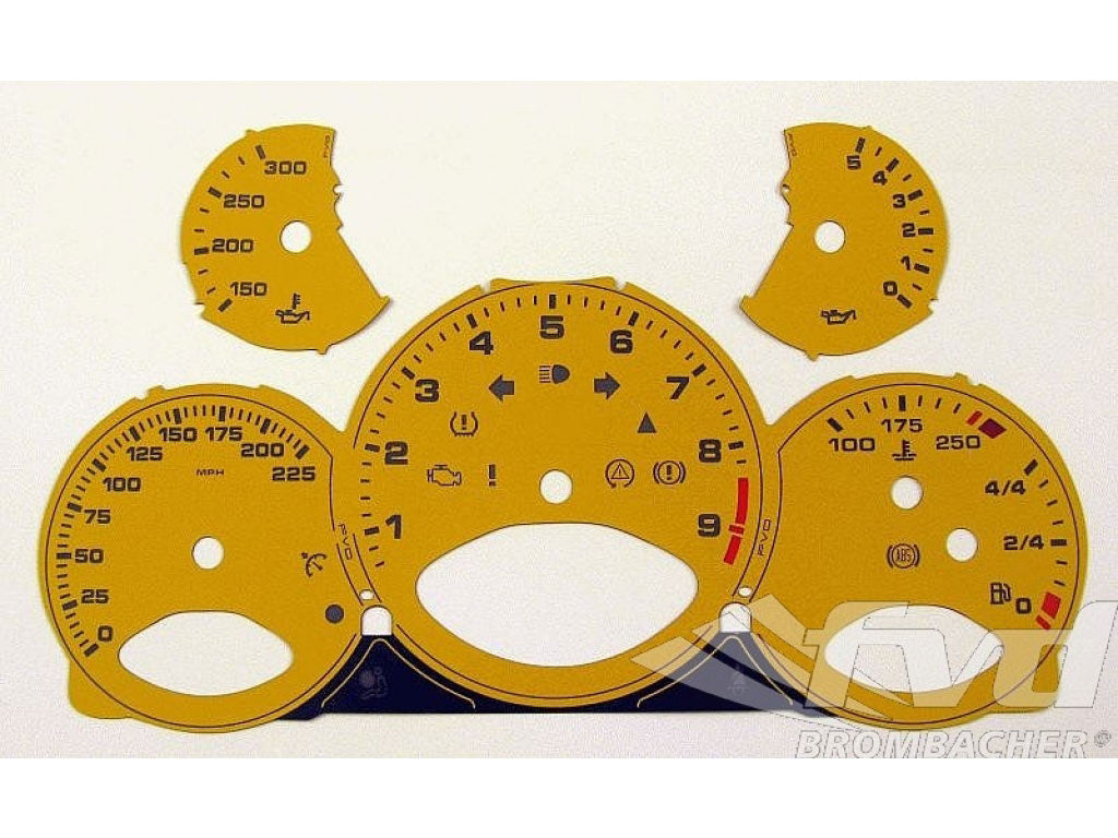 Gauge Faces speed yellow 997 GT3 RS manual MPH, Fahrenheit