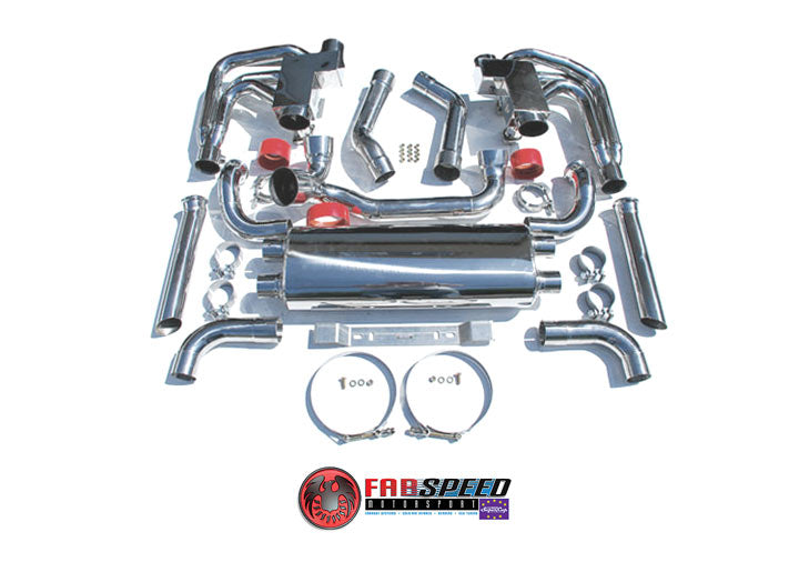 Fabspeed Maxflo Header Muffler Kit WITH Heat, competition muffler tips