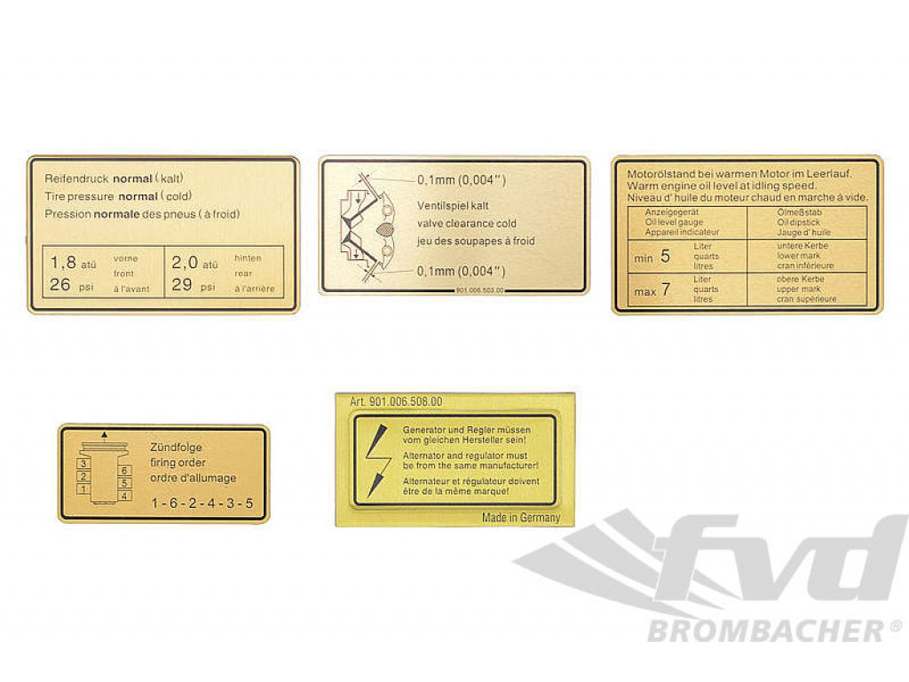 Sticker set Engine compartment 911 1965-72