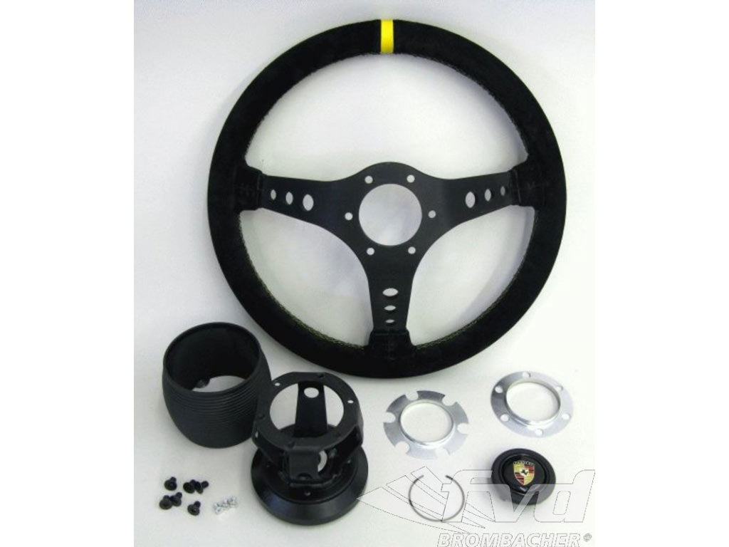 steering wheel Rally 350mm black suede without TUV, incl. hub and horn pad