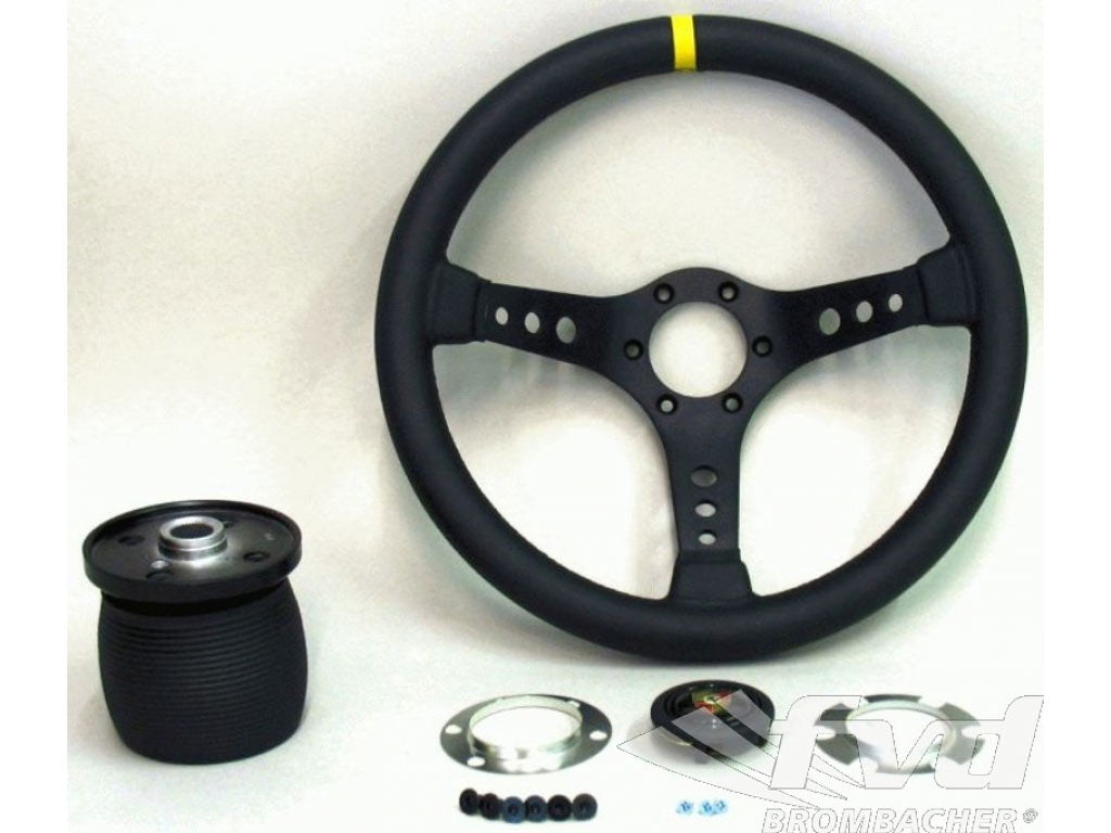 steering wheel Mod. 07 black leather 350mm without TUV, incl. hub and horn pad