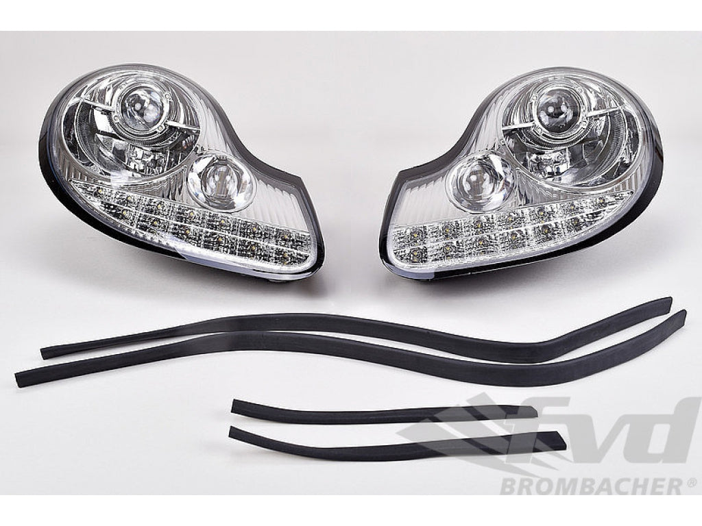 Projector Head Light + LED DRL Set 986 / 996.1 (1998-2001) / 996.1 GT3 (1999-2001) - Chrome