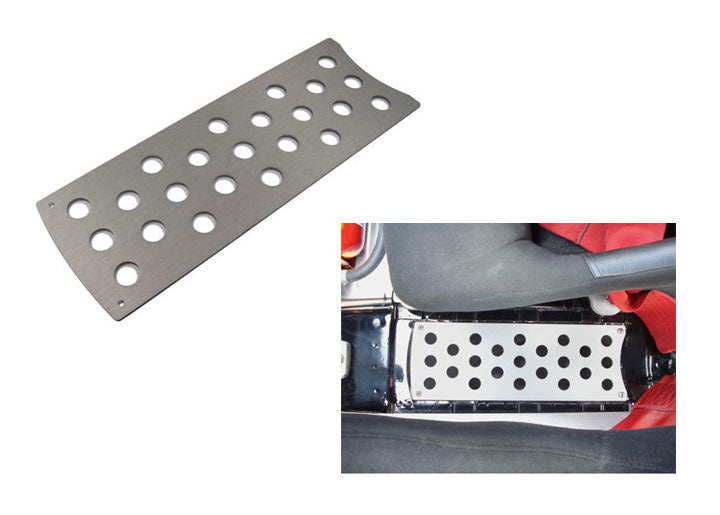 Rennline Perforated Aluminum E-Brake Block off Plate, Silver