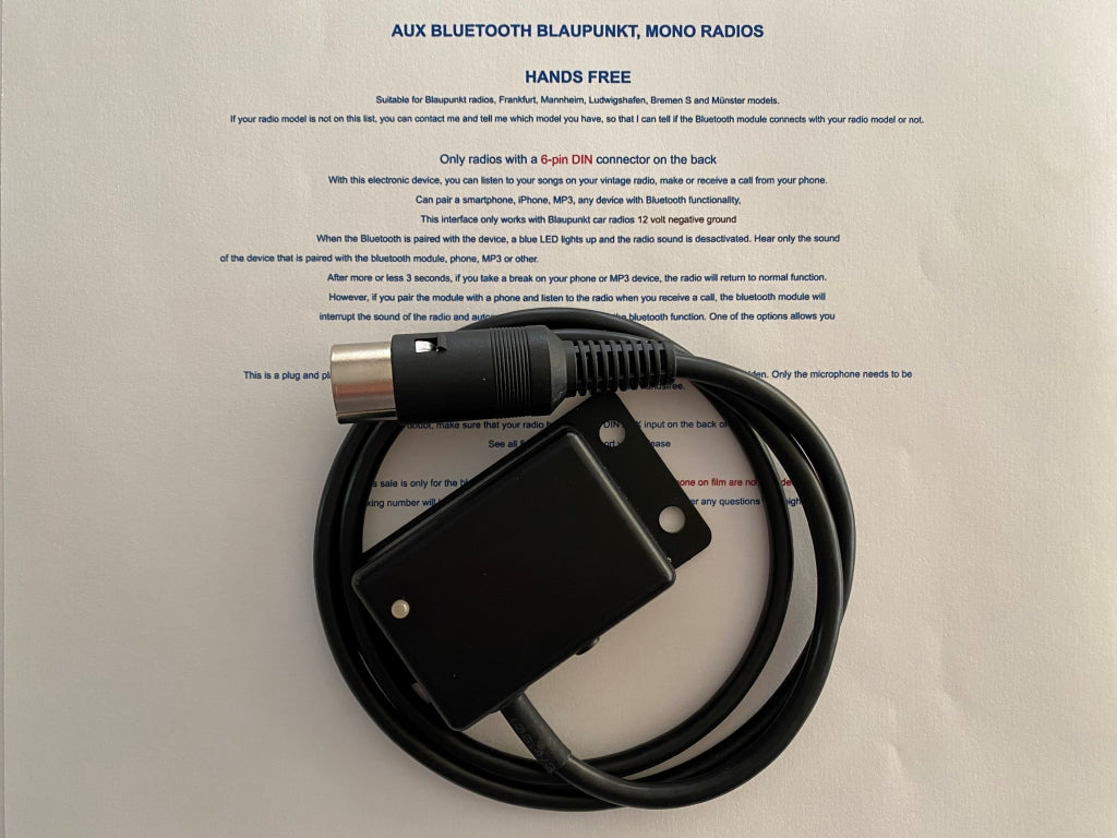 hands free bluetooth connector adaptor for blaupunkt frankfurt radios