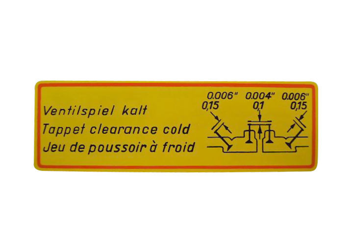 Valve Clearance Decal, Normal, Super 356C, 912, 356