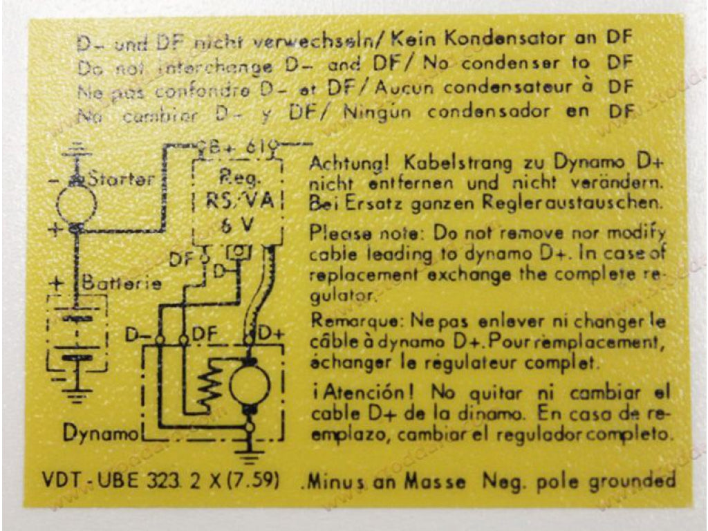 Voltage Regulator Decal 356 Replaces 64470100701