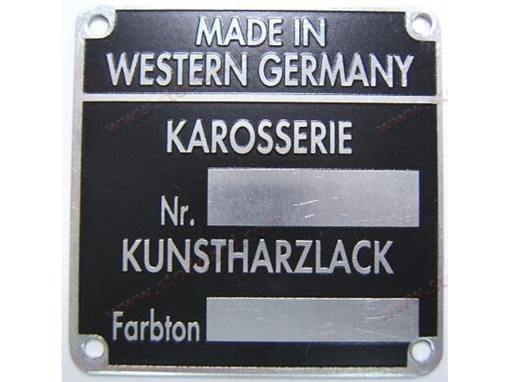 Chassis and Paint Number Plate