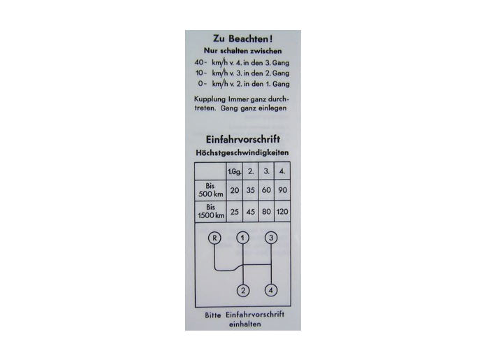 356/A Windshield Shift Pattern Decal